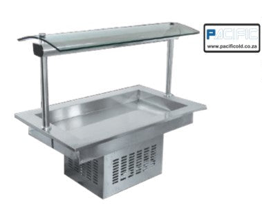 GATTO Drop-in Cold Well w/ Sneeze Guard - 1200mm